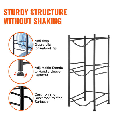 3 Tiers Water Jug Holder, 5 Gallon Water Bottle Holder, Single Row Water Bottle Rack for 3 Bottles, Heavy V952-5JLTZSSTSTZCO9G2HV0