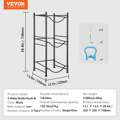 3 Tiers Water Jug Holder, 5 Gallon Water Bottle Holder, Single Row Water Bottle Rack for 3 Bottles, Heavy V952-5JLTZSSTSTZCO9G2HV0