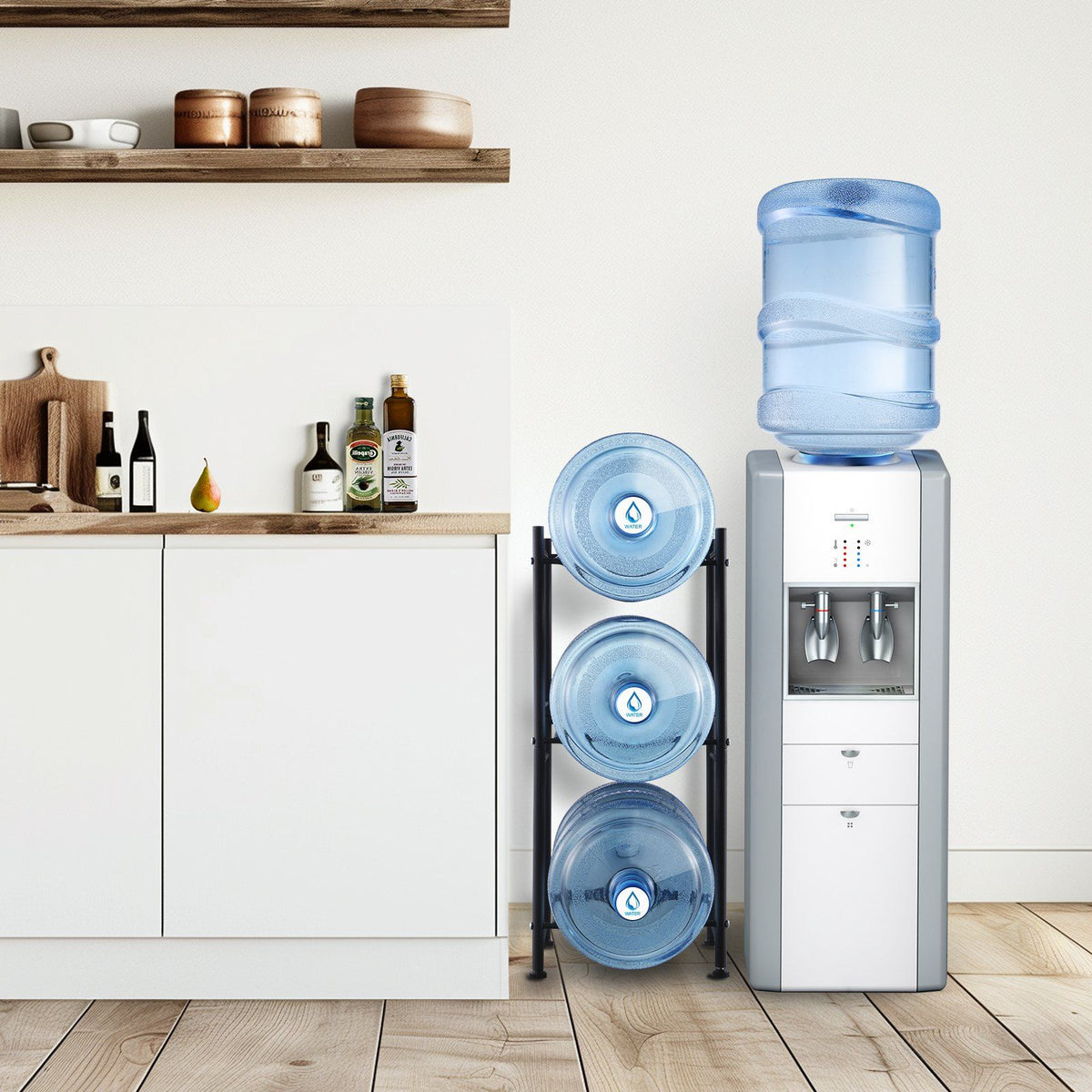 3 Tiers Water Jug Holder, 5 Gallon Water Bottle Holder, Single Row Water Bottle Rack for 3 Bottles, Heavy V952-5JLTZSSTSTZCO9G2HV0