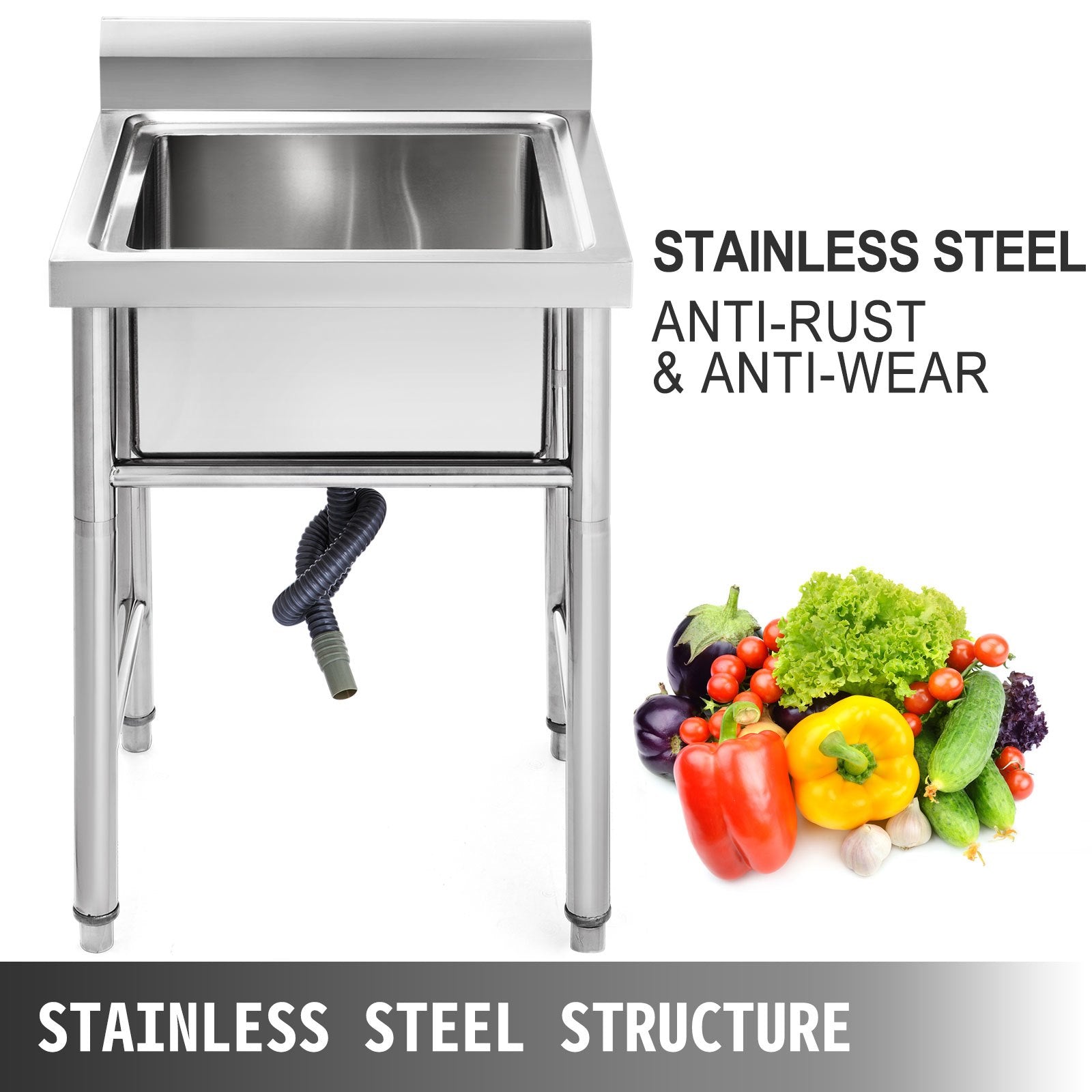 Handmade Sink Non-magnetic Stainless Steel Kitchen Sink Hand Made 1 Compartment 44.4 x 41.9 x 25.4 cm V952-60X60X80DCBXGSC01V0