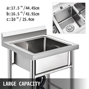 Handmade Sink Non-magnetic Stainless Steel Kitchen Sink Hand Made 1 Compartment 44.4 x 41.9 x 25.4 cm V952-60X60X80DCBXGSC01V0