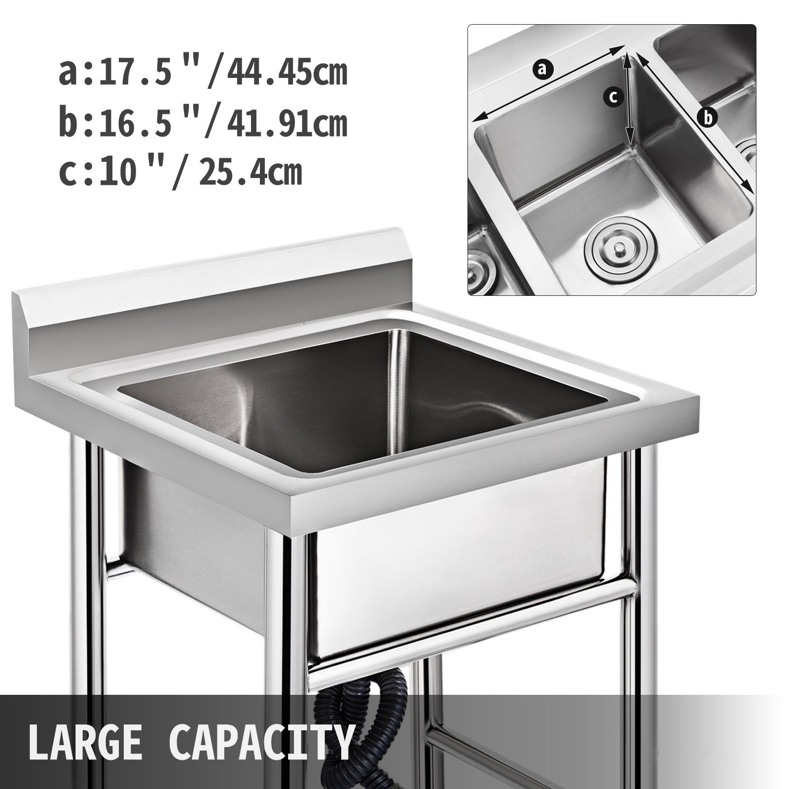 Handmade Sink Non-magnetic Stainless Steel Kitchen Sink Hand Made 1 Compartment 44.4 x 41.9 x 25.4 cm V952-60X60X80DCBXGSC01V0