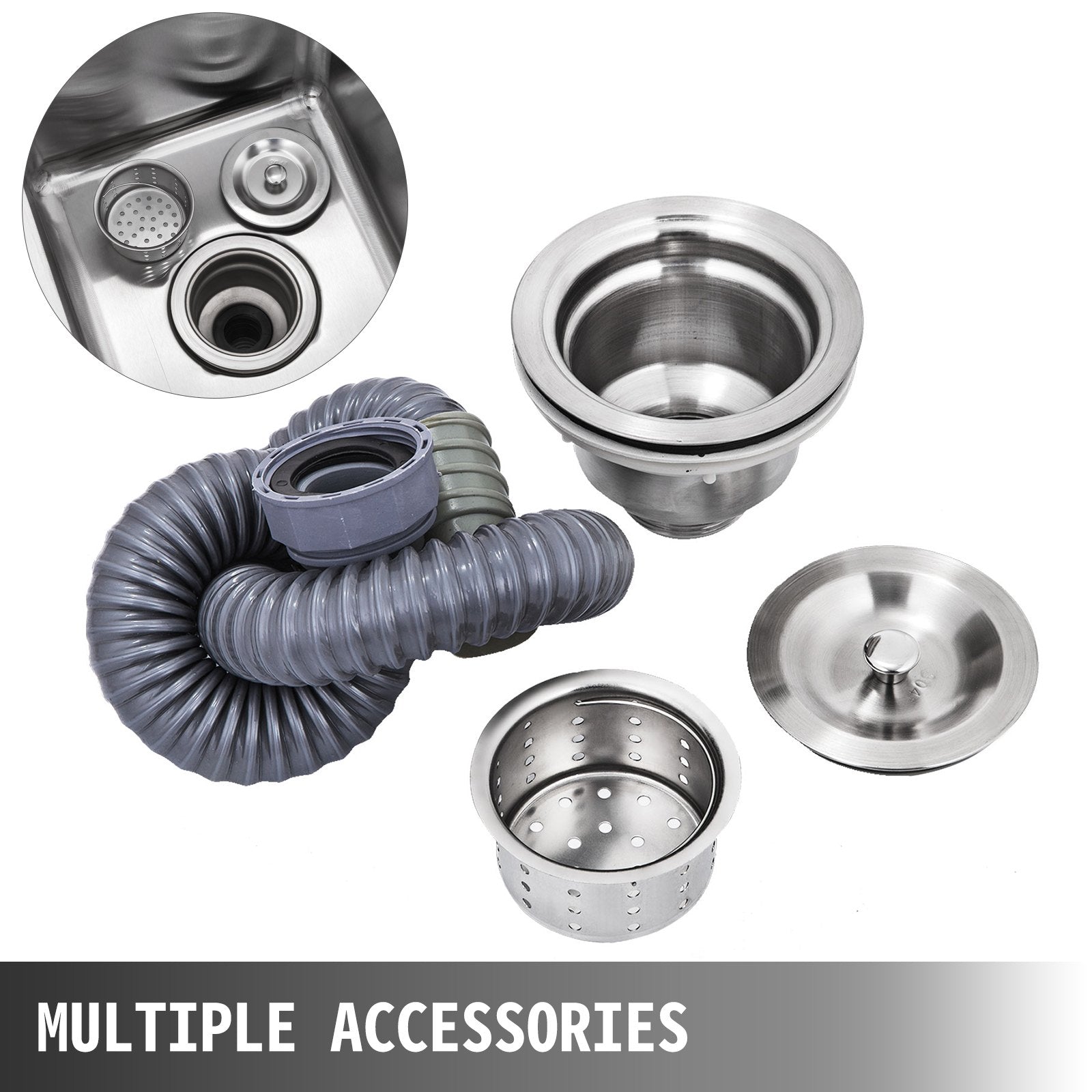 Handmade Sink Non-magnetic Stainless Steel Kitchen Sink Hand Made 1 Compartment 44.4 x 41.9 x 25.4 cm V952-60X60X80DCBXGSC01V0