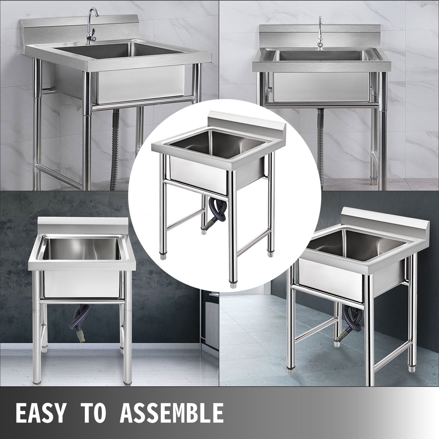Handmade Sink Non-magnetic Stainless Steel Kitchen Sink Hand Made 1 Compartment 44.4 x 41.9 x 25.4 cm V952-60X60X80DCBXGSC01V0