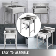 Handmade Sink Non-magnetic Stainless Steel Kitchen Sink Hand Made 1 Compartment 44.4 x 41.9 x 25.4 cm V952-60X60X80DCBXGSC01V0