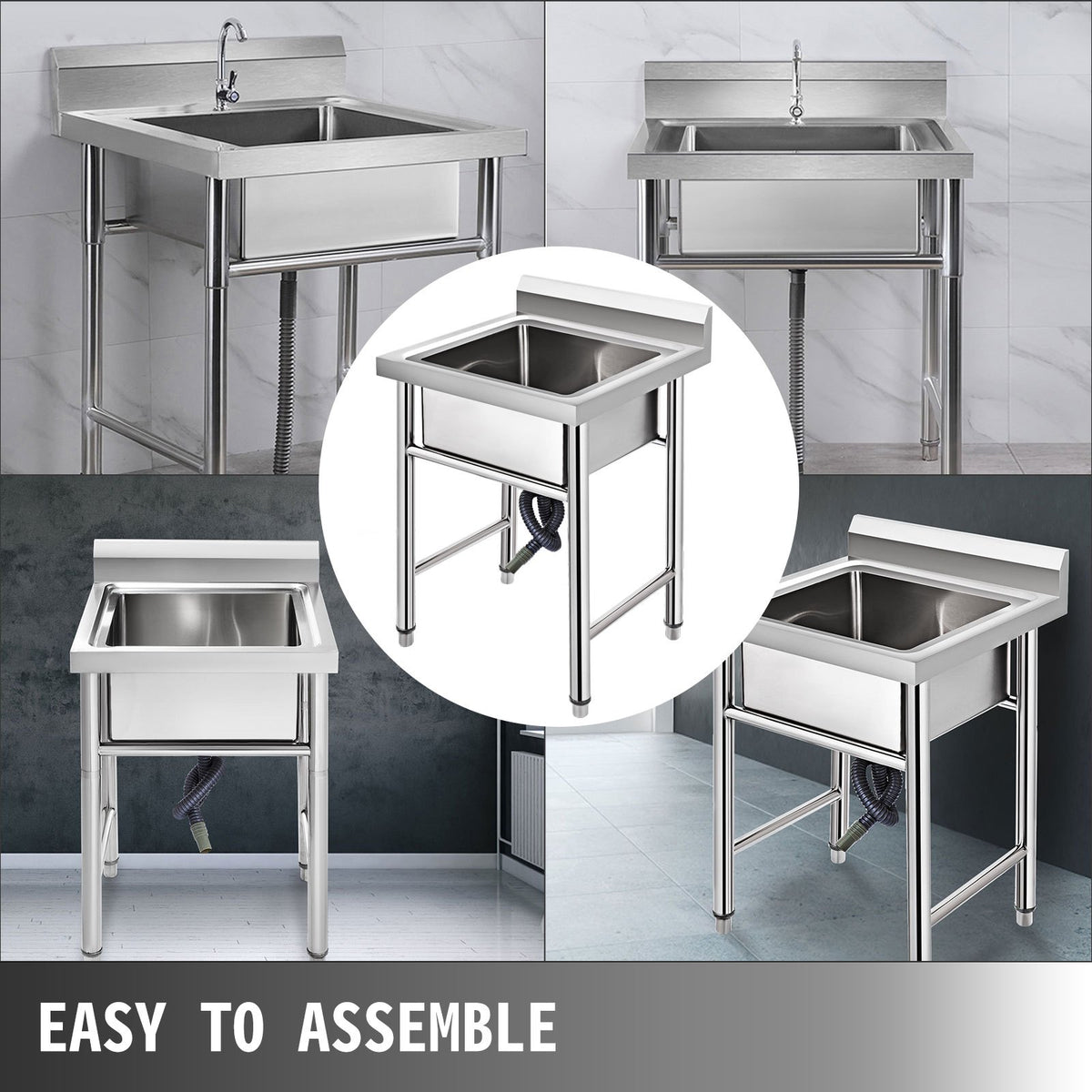Handmade Sink Non-magnetic Stainless Steel Kitchen Sink Hand Made 1 Compartment 44.4 x 41.9 x 25.4 cm V952-60X60X80DCBXGSC01V0