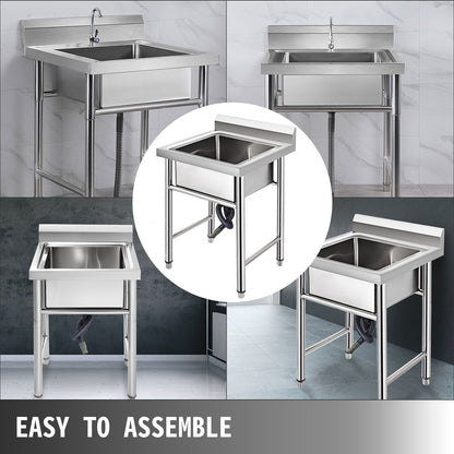 Handmade Sink Non-magnetic Stainless Steel Kitchen Sink Hand Made 1 Compartment 44.4 x 41.9 x 25.4 cm V952-60X60X80DCBXGSC01V0