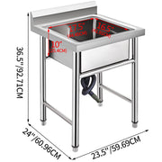 Handmade Sink Non-magnetic Stainless Steel Kitchen Sink Hand Made 1 Compartment 44.4 x 41.9 x 25.4 cm V952-60X60X80DCBXGSC01V0
