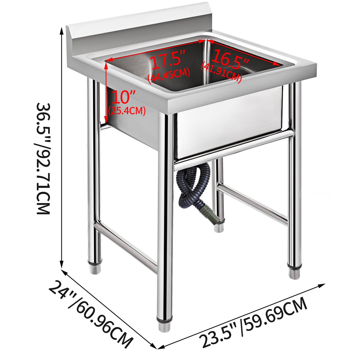 Handmade Sink Non-magnetic Stainless Steel Kitchen Sink Hand Made 1 Compartment 44.4 x 41.9 x 25.4 cm V952-60X60X80DCBXGSC01V0