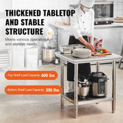 Commercial Worktable & Workstation 24 x 30 x 32 Inch Stainless Steel Work Table Heavy Duty Commercial Food V952-60X76X80CFGZTTZT1V0
