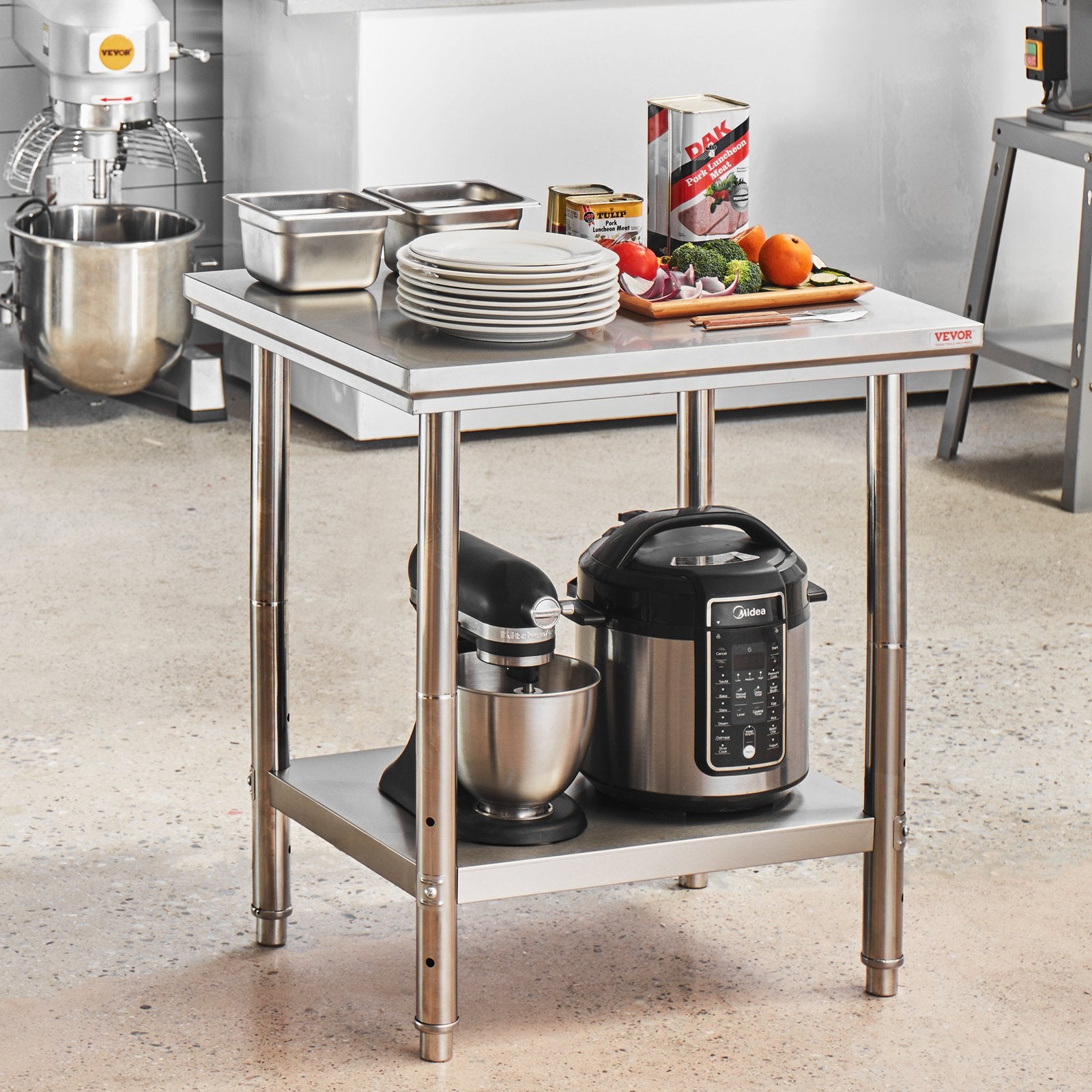 Commercial Worktable & Workstation 24 x 30 x 32 Inch Stainless Steel Work Table Heavy Duty Commercial Food V952-60X76X80CFGZTTZT1V0