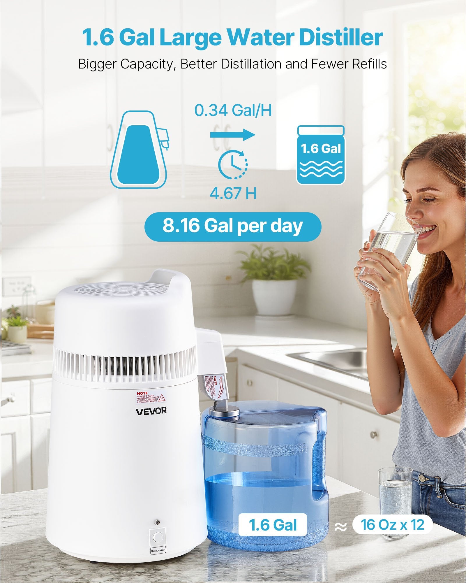 6L Water Distiller Home Countertop Purifier Machine 900W Plastic Container V952-6LZLSJZXID6L5Q71X001V3