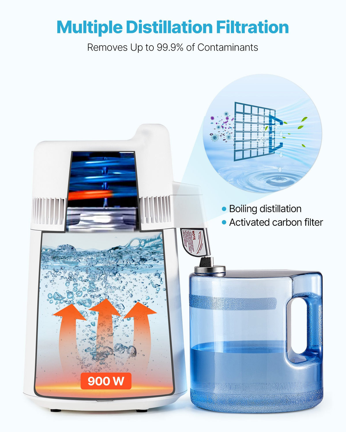 6L Water Distiller Home Countertop Purifier Machine 900W Plastic Container V952-6LZLSJZXID6L5Q71X001V3