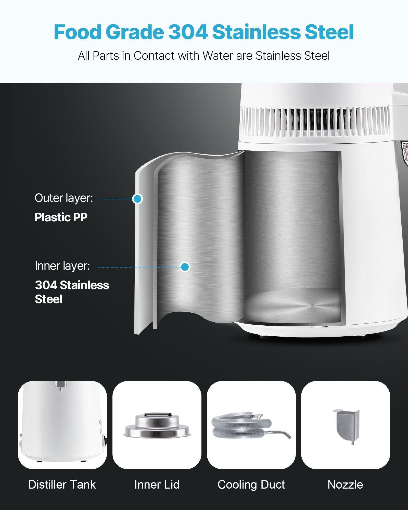 6L Water Distiller Home Countertop Purifier Machine 900W Plastic Container V952-6LZLSJZXID6L5Q71X001V3