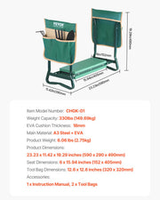 Garden Kneeler and Seat, 6 in Wide Kneeling Pad, Heavy Duty Garden Kneeling Stool, Folding Garden Seat with 2 V952-6YCGDJKZDK2GGCLRN001V0
