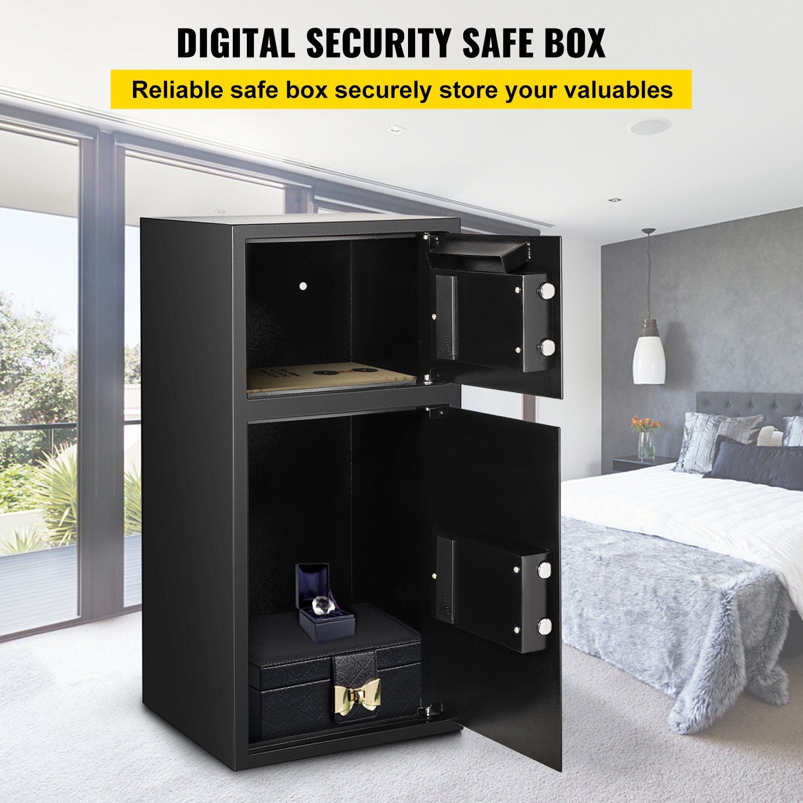 Large Double Door Security Safe Box 2.6 Cubic Feet Steel Safe Box Strong Box with Digital Lock for Money Gun V952-70ELJYBXG00000001V0