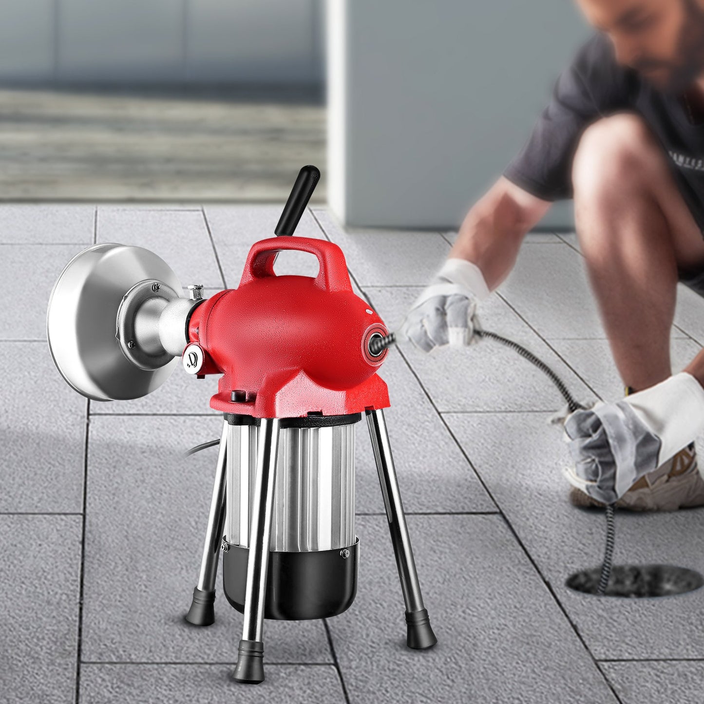 0.75-4 Inch Sectional Pipe Drain Cleaning Machine 400PRM Snake Cleaner Pipe Drain Cleaning Machine with 66 Ft V952-75XGDSTQAB0000001V3