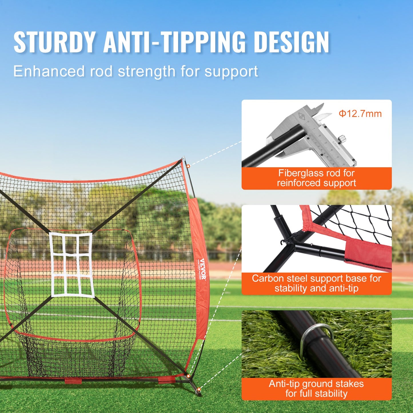 7x7 Baseball Softball Practice Net, Portable Baseball Training Net for Hitting Catching Pitching, Backstop V952-77YCDPJXLW77G44GZV0