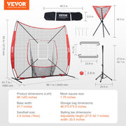 7x7 Baseball Softball Practice Net, Portable Baseball Training Net for Hitting Catching Pitching, Backstop V952-77YCDPJXLW77G44GZV0