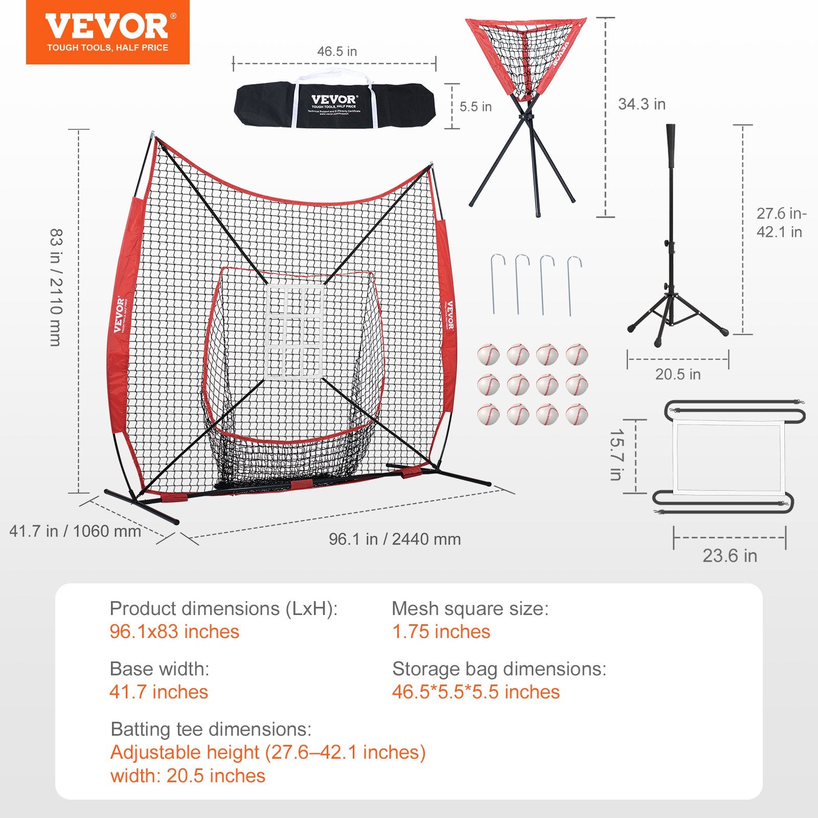 7x7 ft Baseball Softball Practice Net, Portable Baseball Training Net for Hitting Catching Pitching, Backstop V952-77YCDPJXLW77Z9CFSV0