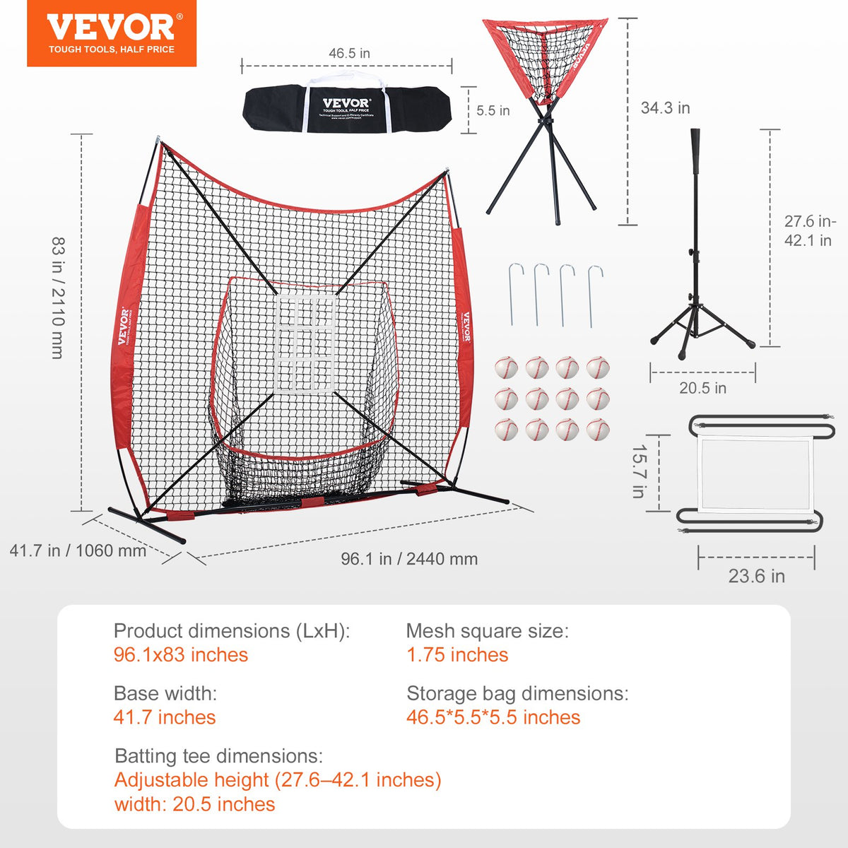 7x7 ft Baseball Softball Practice Net, Portable Baseball Training Net for Hitting Catching Pitching, Backstop V952-77YCDPJXLW77Z9CFSV0