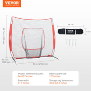 7x7 Baseball Softball Practice Net, Portable Baseball Training Net for Hitting Batting Catching Pitching, V952-77YCWPJXLW773F0NBV0