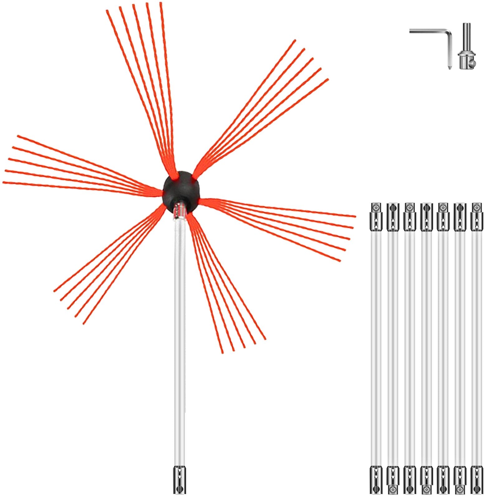 Chimney Sweeping Brush Rotary Chimney Brush 315Inch Chimney Brush Rod Kit 8 Rods with Nylon Flexible Rods (8 V952-8MYCS000000000001V0