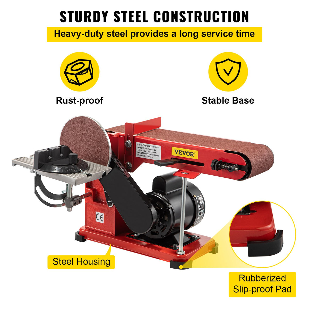 Belt Sander 4" x 36", Disc Combo Sander 6",Electric Adjustable Bench Belt Sander 375W,Grinder Bench Sanding V952-915BD-46NSDJ00001V3