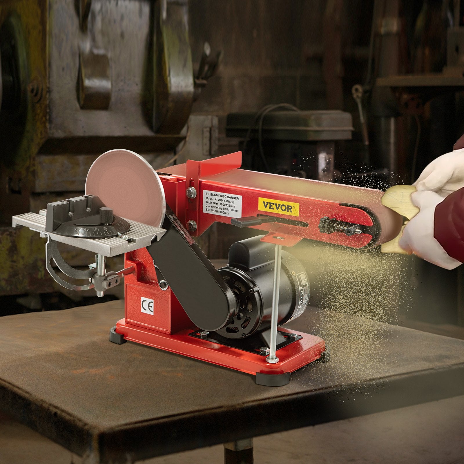 Belt Sander 4" x 36", Disc Combo Sander 6",Electric Adjustable Bench Belt Sander 375W,Grinder Bench Sanding V952-915BD-46NSDJ00001V3