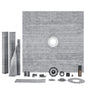 Shower Curb Kit, 1828x1828mm, 72"x72" Shower Pan Kit with 50.8mm ABS Central Flange, 101.6mm Stainless Steel V952-ABSLYTJHSABSAJTFCV0