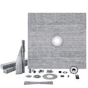 Shower Curb Kit, 1828x1828mm, 72"x72" Shower Pan Kit with 50.8mm ABS Central Flange, 101.6mm Stainless Steel V952-ABSLYTJHSABSAJTFCV0