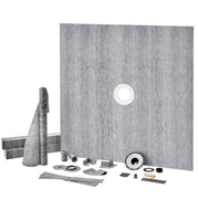 Shower Curb Kit, 1828x1828mm, 72"x72" Shower Pan Kit with 50.8mm ABS Central Flange, 101.6mm Stainless Steel V952-ABSLYTJHSABSAJTFCV0
