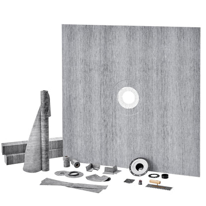 Shower Curb Kit, 1828x1828mm, 72"x72" Shower Pan Kit with 50.8mm ABS Central Flange, 101.6mm Stainless Steel V952-ABSLYTJHSABSAJTFCV0
