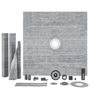 Shower Curb Kit, 1828x1828mm, 72"x72" Shower Pan Kit with 50.8mm ABS Central Flange, 101.6mm Stainless Steel V952-ABSLYTJHSABSAJTFCV0