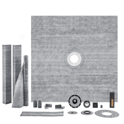 Shower Curb Kit, 1828x1828mm, 72"x72" Shower Pan Kit with 50.8mm ABS Central Flange, 101.6mm Stainless Steel V952-ABSLYTJHSABSAJTFCV0