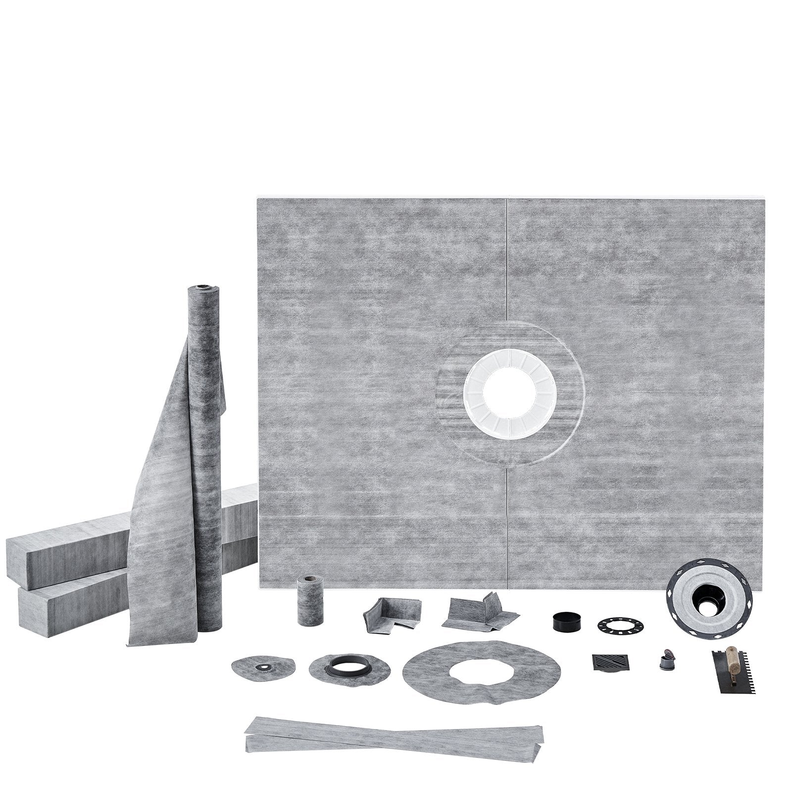 Shower Curb Kit, 1219x1524mm, 60"x48" Shower Pan Kit with 50.8mm ABS Central Flange, Waterproof Membrane, V952-ABSLYTJHSABSQ8MBXV0