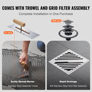 Shower Curb Kit, 1219x1524mm, 60"x48" Shower Pan Kit with 50.8mm ABS Central Flange, Waterproof Membrane, V952-ABSLYTJHSABSQ8MBXV0