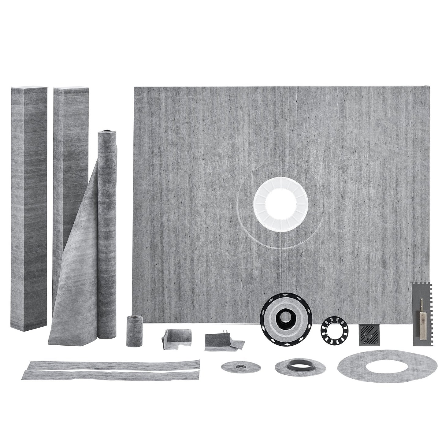 Shower Curb Kit, 1219x1524mm, 60"x48" Shower Pan Kit with 50.8mm ABS Central Flange, Waterproof Membrane, V952-ABSLYTJHSABSQ8MBXV0
