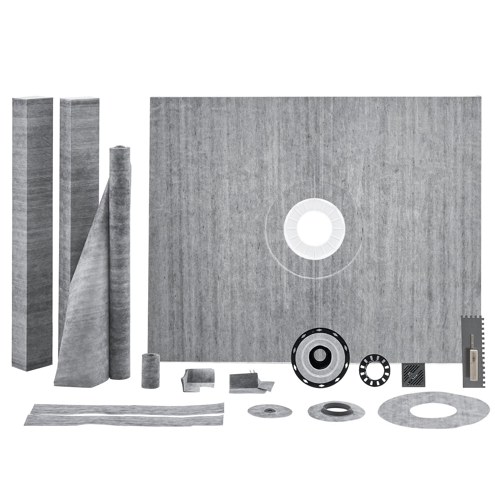 Shower Curb Kit, 1219x1524mm, 60"x48" Shower Pan Kit with 50.8mm ABS Central Flange, Waterproof Membrane, V952-ABSLYTJHSABSQ8MBXV0