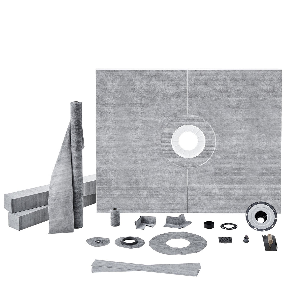Shower Curb Kit, 1219x1524mm, 60"x48" Shower Pan Kit with 50.8mm ABS Central Flange, Waterproof Membrane, V952-ABSLYTJHSABSQ8MBXV0