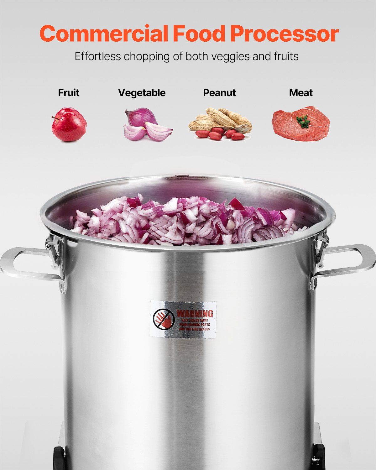 Food Processor & Vegetable Chopper, 18L Food-Grade Stainless Steel Food Processor Chopper with S-Curve Blade V952-AJSQSJ18L150H4734V3