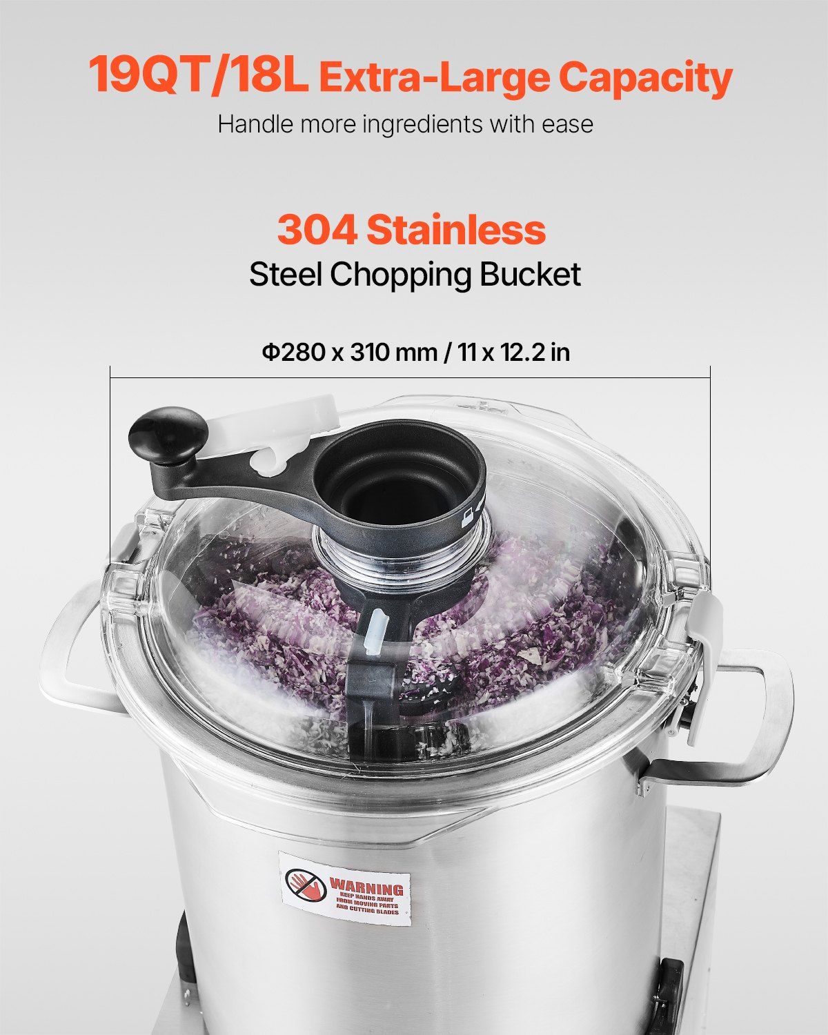 Food Processor & Vegetable Chopper, 18L Food-Grade Stainless Steel Food Processor Chopper with S-Curve Blade V952-AJSQSJ18L150H4734V3