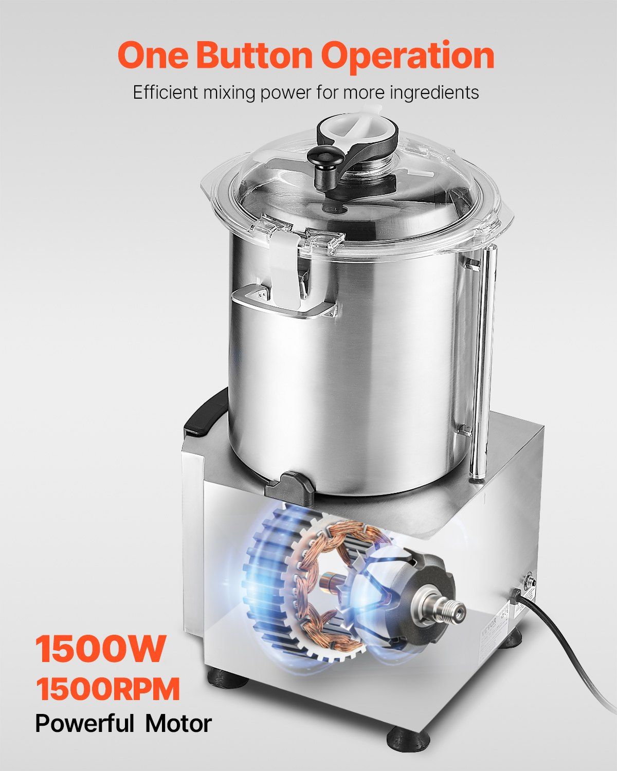 Food Processor & Vegetable Chopper, 18L Food-Grade Stainless Steel Food Processor Chopper with S-Curve Blade V952-AJSQSJ18L150H4734V3
