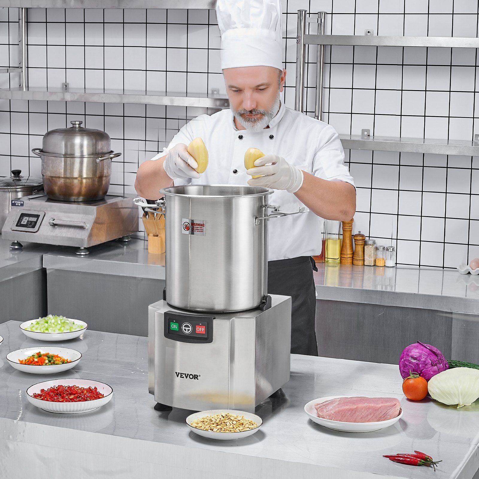 Food Processor & Vegetable Chopper, 18L Food-Grade Stainless Steel Food Processor Chopper with S-Curve Blade V952-AJSQSJ18L150H4734V3