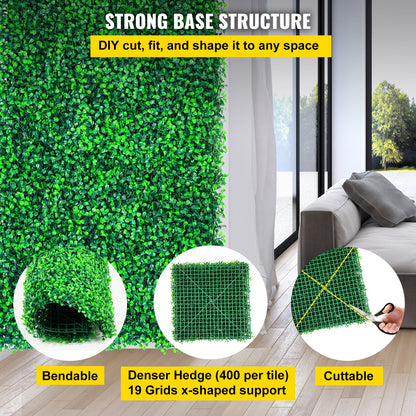 Artificial Boxwood Panels, 12 PCS 20"x20" Boxwood Hedge Wall Panels, PE Artificial Grass Backdrop Wall 1.6"", V952-AQFSYCGTYSW246OI9V0