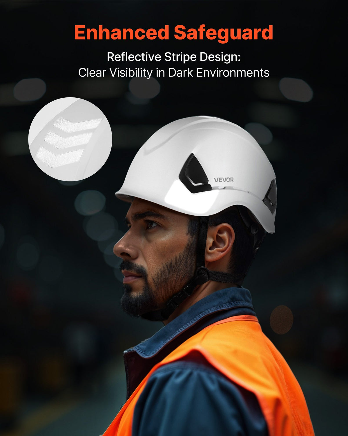 Safety Helmet, ANSI/ISEA Z89.1 Approved ABS Safety Hard Hat with 6-Point Ratchet Suspension, Adjustable V952-AQMANSITYPE127YWH001V0