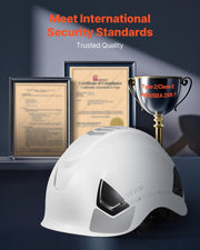 Construction Safety Helmet, ANSI/ISEA Z89.1 Approved ABS Safety Hard Hat with 6-Point Ratchet Suspension, V952-AQMANSITYPE2WZH7S001V0