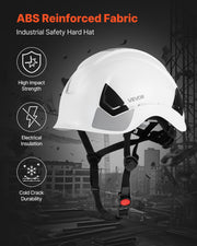 Construction Safety Helmet, ANSI/ISEA Z89.1 Approved ABS Safety Hard Hat with 6-Point Ratchet Suspension, V952-AQMANSITYPE2WZH7S001V0