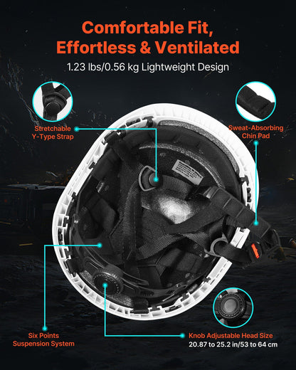 Construction Safety Helmet, ANSI/ISEA Z89.1 Approved ABS Safety Hard Hat with 6-Point Ratchet Suspension, V952-AQMANSITYPE2WZH7S001V0
