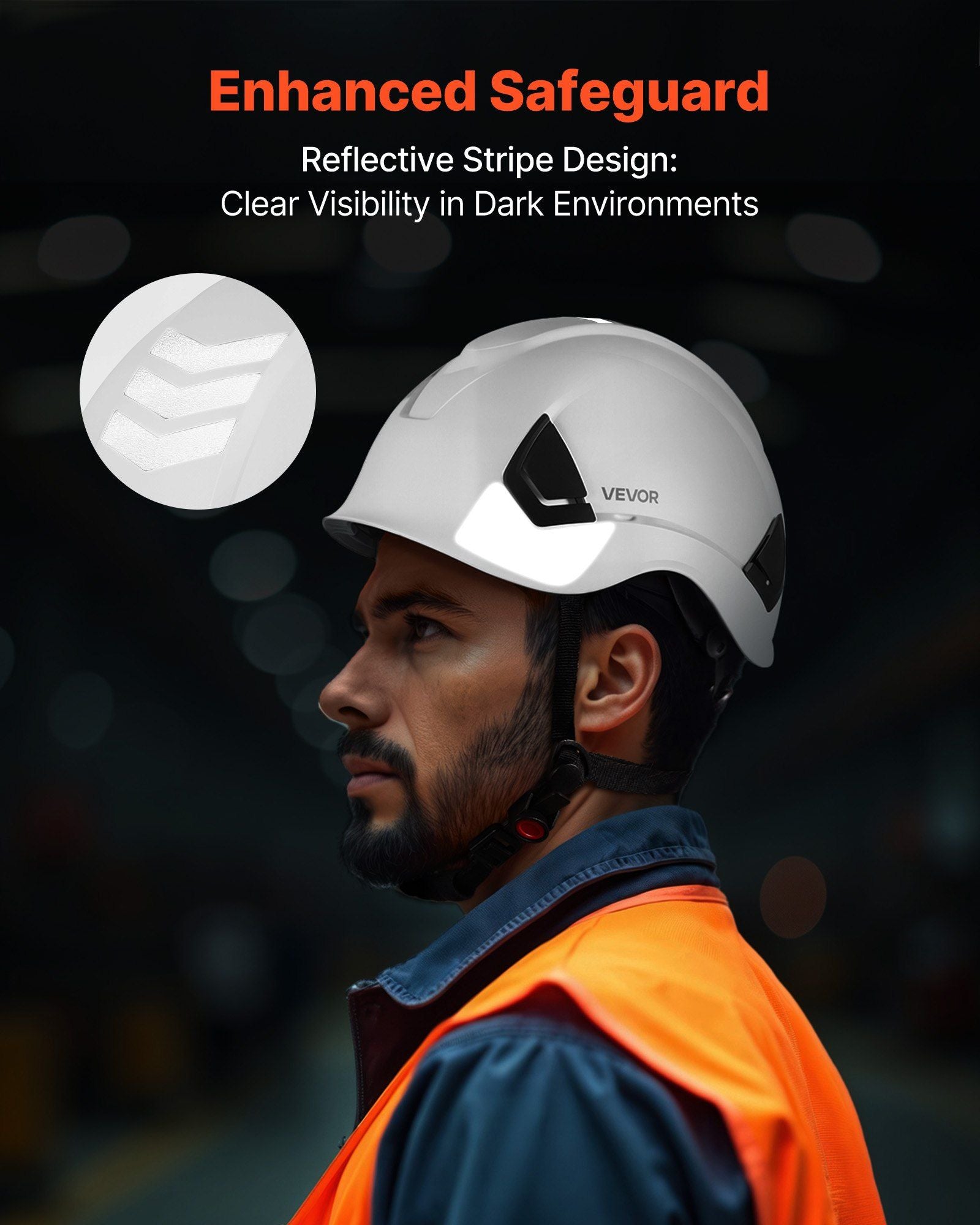 Construction Safety Helmet, ANSI/ISEA Z89.1 Approved ABS Safety Hard Hat with 6-Point Ratchet Suspension, V952-AQMANSITYPE2WZH7S001V0